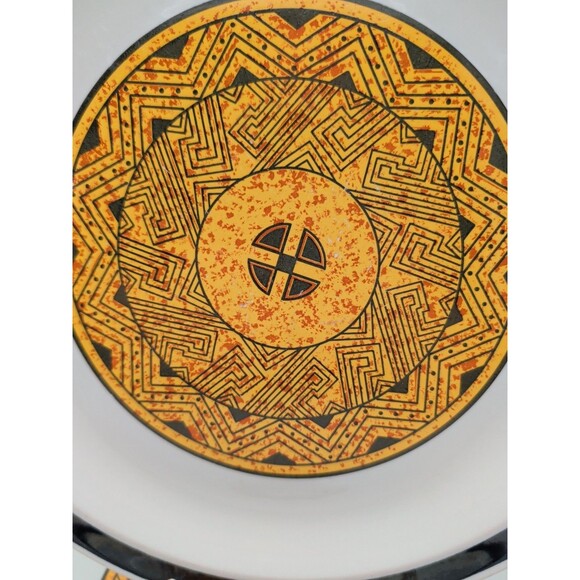 Set Of 2 Aztec Gold  Designer’s Collection Dinner  Plates Japan - Picture 2 of 6